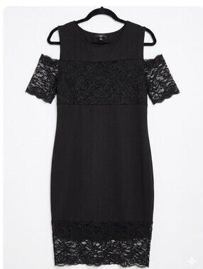 Must Have Cold-Shoulder Black Lace Dress Sz XL  NWT
